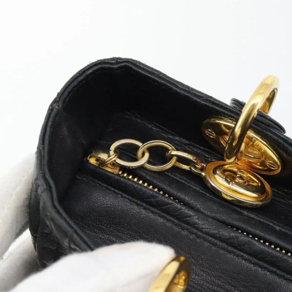 Christian Dior Vintage Lady Dior Cannage Quilt Lambskin Black Leather Handbag - Picture 12 of 16